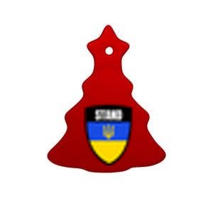 Stand Tactical Support Ukrainian Flag Shield I Stand With Ukraine Military Ceramic Tree Ornament