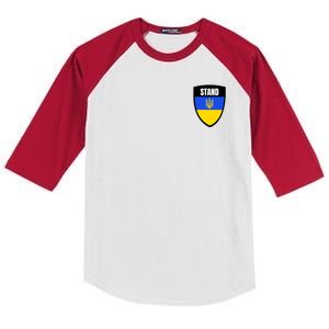 Stand Tactical Support Ukrainian Flag Shield I Stand With Ukraine Military Kids Colorblock Raglan Jersey