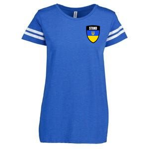 Stand Tactical Support Ukrainian Flag Shield I Stand With Ukraine Military Enza Ladies Jersey Football T-Shirt