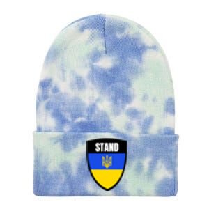 Stand Tactical Support Ukrainian Flag Shield I Stand With Ukraine Military Tie Dye 12in Knit Beanie