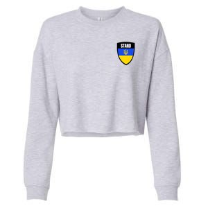 Stand Tactical Support Ukrainian Flag Shield I Stand With Ukraine Military Cropped Pullover Crew