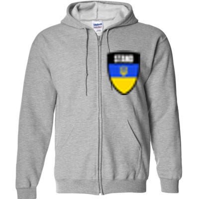 Stand Tactical Support Ukrainian Flag Shield I Stand With Ukraine Military Full Zip Hoodie