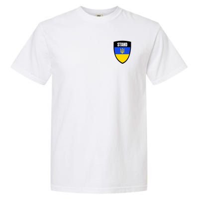 Stand Tactical Support Ukrainian Flag Shield I Stand With Ukraine Military Garment-Dyed Heavyweight T-Shirt