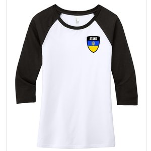 Stand Tactical Support Ukrainian Flag Shield I Stand With Ukraine Military Women's Tri-Blend 3/4-Sleeve Raglan Shirt