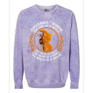 Sagittarius The Soul Of A Witch Zodiac Sign Birthday Cool Gift Colorblast Crewneck Sweatshirt