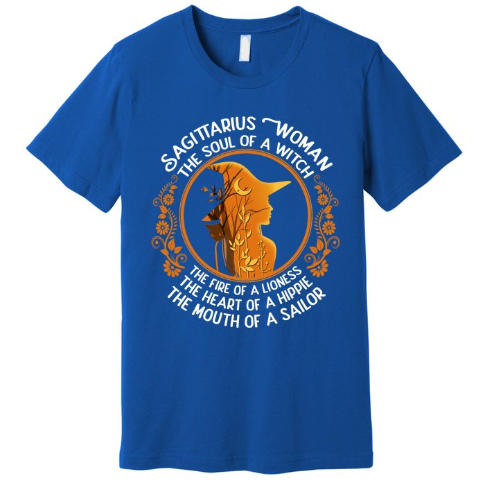 Sagittarius The Soul Of A Witch Zodiac Sign Birthday Cool Gift Premium T-Shirt