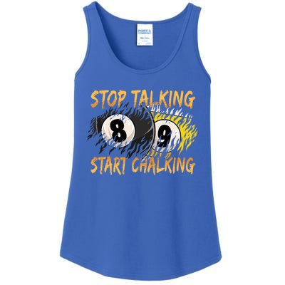 Stop Talking Start Chalking Billiards Cue 8ball Pool Gift Ladies Essential Tank