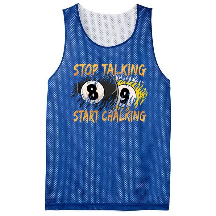 Stop Talking Start Chalking Billiards Cue 8ball Pool Gift Mesh Reversible Basketball Jersey Tank