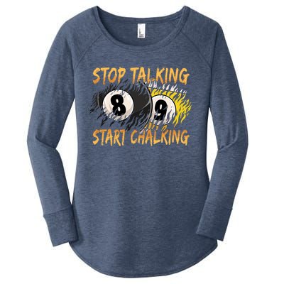 Stop Talking Start Chalking Billiards Cue 8ball Pool Gift Women's Perfect Tri Tunic Long Sleeve Shirt