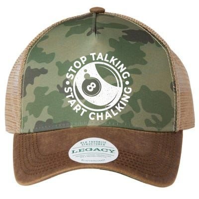 Stop Talking Start Chalking Billard 8ball Pool Billiards Funny Gift Legacy Tie Dye Trucker Hat