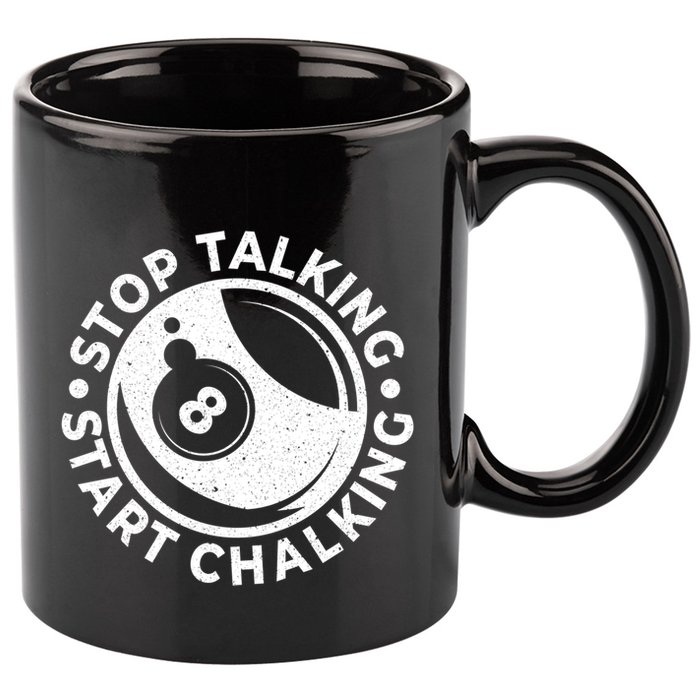 Stop Talking Start Chalking Billard 8ball Pool Billiards Funny Gift 11oz C Handle Ceramic Mug