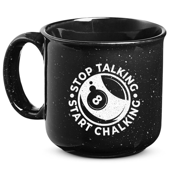 Stop Talking Start Chalking Billard 8ball Pool Billiards Funny Gift 15oz Campfire Ceramic Mug