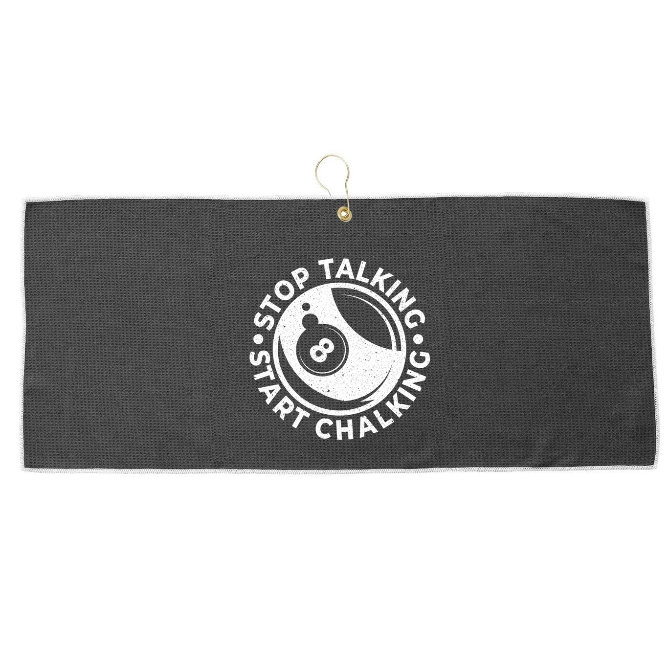 Stop Talking Start Chalking Billard 8ball Pool Billiards Funny Gift Large Microfiber Waffle Golf Towel