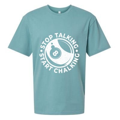 Stop Talking Start Chalking Billard 8ball Pool Billiards Funny Gift Sueded Cloud Jersey T-Shirt