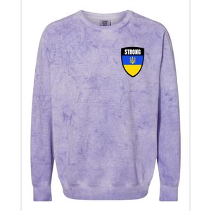 Strong Tactical Support Ukrainian Flag Shield I Stand With Ukraine Military Colorblast Crewneck Sweatshirt