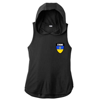 Strong Tactical Support Ukrainian Flag Shield I Stand With Ukraine Military Ladies PosiCharge Tri-Blend Wicking Draft Hoodie Tank