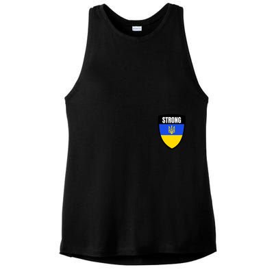 Strong Tactical Support Ukrainian Flag Shield I Stand With Ukraine Military Ladies PosiCharge Tri-Blend Wicking Tank