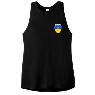 Strong Tactical Support Ukrainian Flag Shield I Stand With Ukraine Military Ladies PosiCharge Tri-Blend Wicking Tank