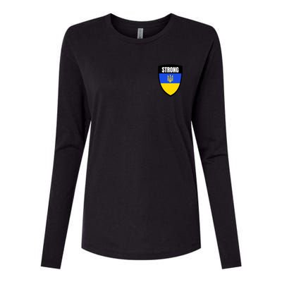 Strong Tactical Support Ukrainian Flag Shield I Stand With Ukraine Military Womens Cotton Relaxed Long Sleeve T-Shirt