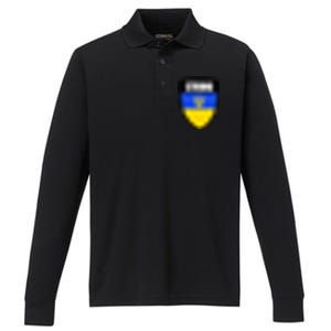 Strong Tactical Support Ukrainian Flag Shield I Stand With Ukraine Military Performance Long Sleeve Polo