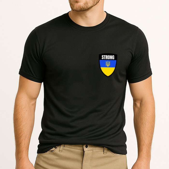 Strong Tactical Support Ukrainian Flag Shield I Stand With Ukraine Military Cooling Performance Crew T-Shirt