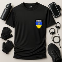 Strong Tactical Support Ukrainian Flag Shield I Stand With Ukraine Military Cooling Performance Crew T-Shirt