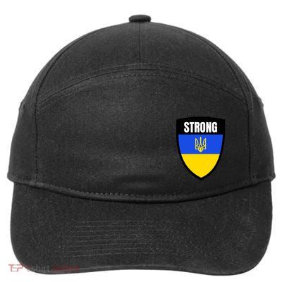 Strong Tactical Support Ukrainian Flag Shield I Stand With Ukraine Military 7-Panel Snapback Hat