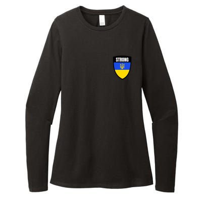 Strong Tactical Support Ukrainian Flag Shield I Stand With Ukraine Military Womens CVC Long Sleeve Shirt