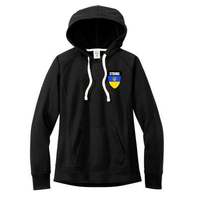 Strong Tactical Support Ukrainian Flag Shield I Stand With Ukraine Military Women's Fleece Hoodie