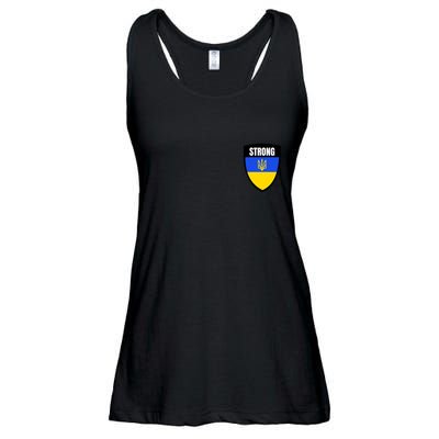 Strong Tactical Support Ukrainian Flag Shield I Stand With Ukraine Military Ladies Essential Flowy Tank