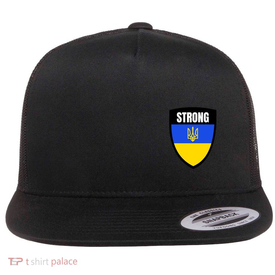 Strong Tactical Support Ukrainian Flag Shield I Stand With Ukraine Military Flatbill Hat