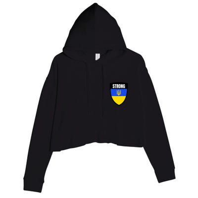 Strong Tactical Support Ukrainian Flag Shield I Stand With Ukraine Military Crop Fleece Hoodie