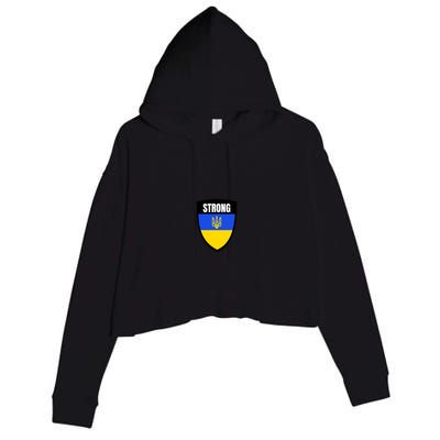 Strong Tactical Support Ukrainian Flag Shield I Stand With Ukraine Military Crop Fleece Hoodie