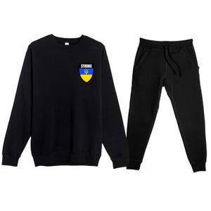 Strong Tactical Support Ukrainian Flag Shield I Stand With Ukraine Military Premium Crewneck Sweatsuit Set