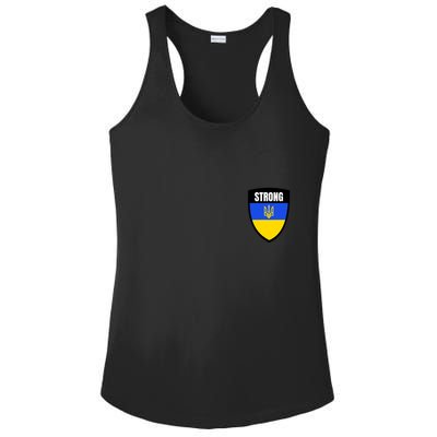 Strong Tactical Support Ukrainian Flag Shield I Stand With Ukraine Military Ladies PosiCharge Competitor Racerback Tank