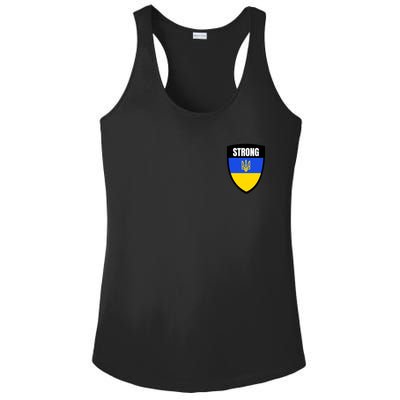 Strong Tactical Support Ukrainian Flag Shield I Stand With Ukraine Military Ladies PosiCharge Competitor Racerback Tank