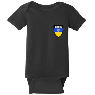 Strong Tactical Support Ukrainian Flag Shield I Stand With Ukraine Military Baby Bodysuit