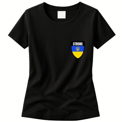 Strong Tactical Support Ukrainian Flag Shield I Stand With Ukraine Military Womens T-Shirt