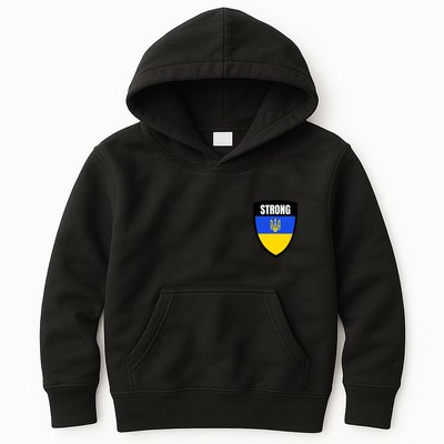 Strong Tactical Support Ukrainian Flag Shield I Stand With Ukraine Military Kids Hoodie