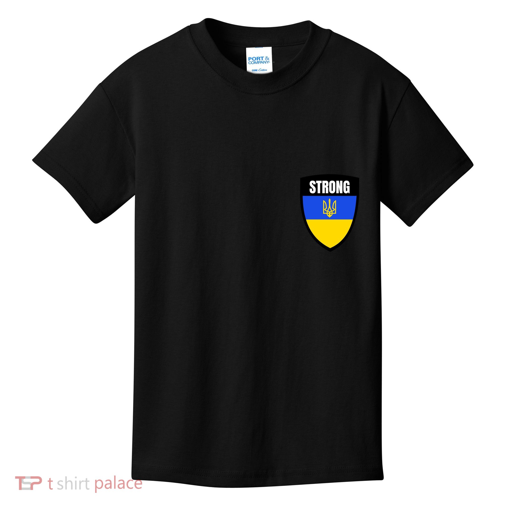 Strong Tactical Support Ukrainian Flag Shield I Stand With Ukraine Military Kids T-Shirt