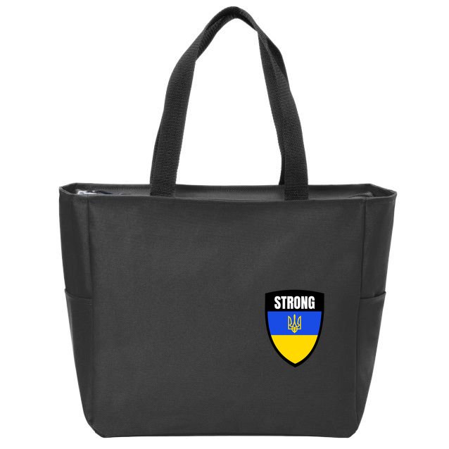 Strong Tactical Support Ukrainian Flag Shield I Stand With Ukraine Military Zip Tote Bag