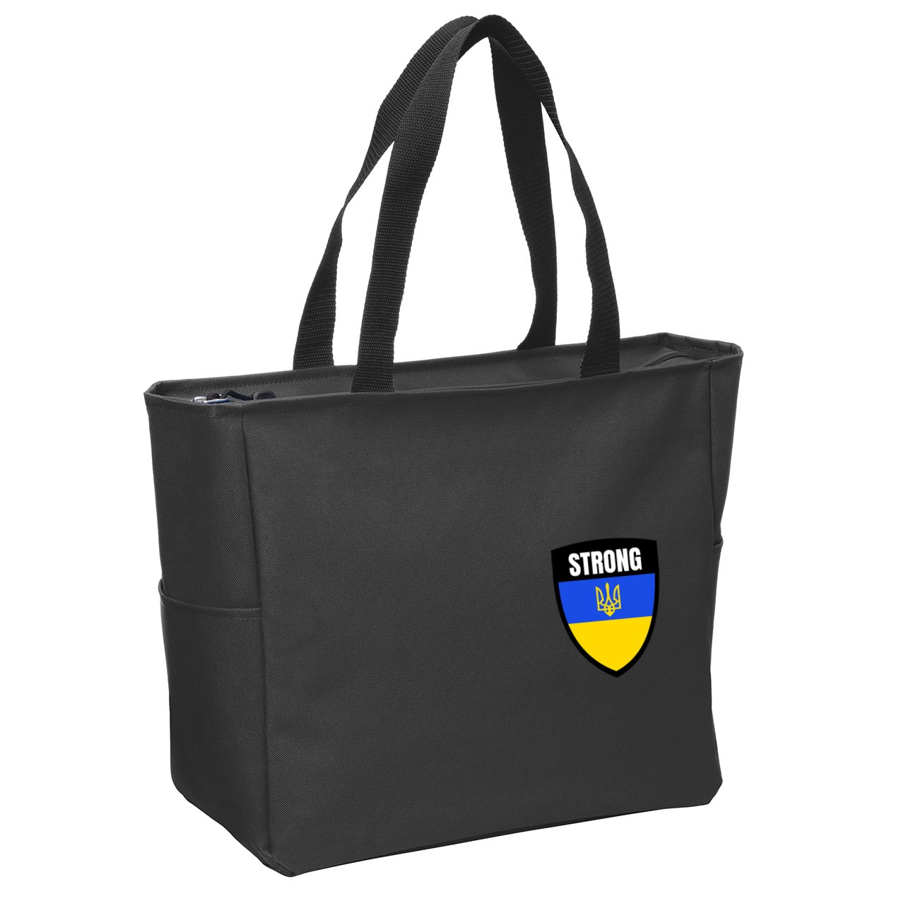 Strong Tactical Support Ukrainian Flag Shield I Stand With Ukraine Military Zip Tote Bag