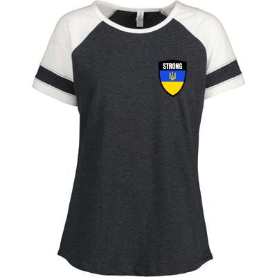 Strong Tactical Support Ukrainian Flag Shield I Stand With Ukraine Military Enza Ladies Jersey Colorblock Tee