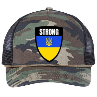 Strong Tactical Support Ukrainian Flag Shield I Stand With Ukraine Military Retro Rope Trucker Hat Cap