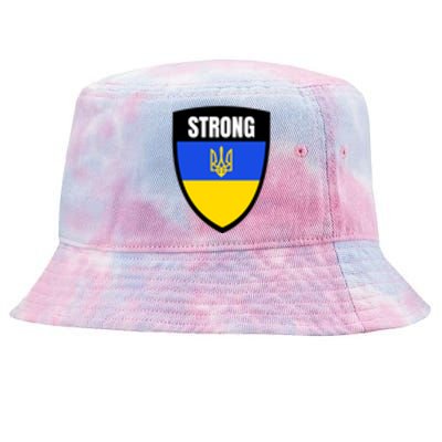 Strong Tactical Support Ukrainian Flag Shield I Stand With Ukraine Military Tie-Dyed Bucket Hat