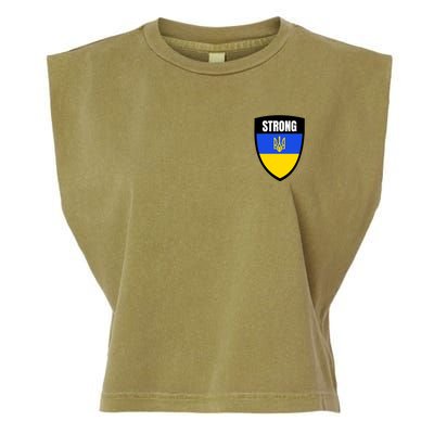 Strong Tactical Support Ukrainian Flag Shield I Stand With Ukraine Military Garment-Dyed Women's Muscle Tee