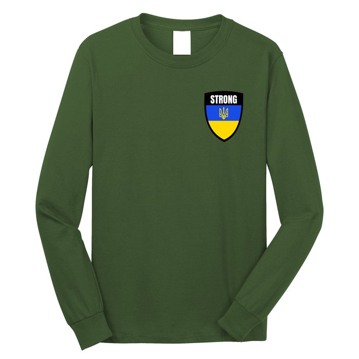 Strong Tactical Support Ukrainian Flag Shield I Stand With Ukraine Military Long Sleeve Shirt