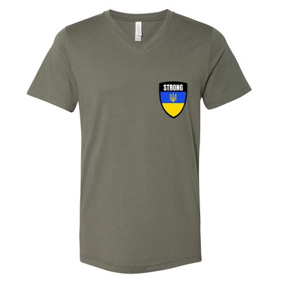 Strong Tactical Support Ukrainian Flag Shield I Stand With Ukraine Military V-Neck T-Shirt