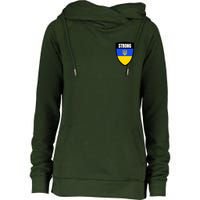 Strong Tactical Support Ukrainian Flag Shield I Stand With Ukraine Military Womens Funnel Neck Pullover Hood