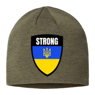 Strong Tactical Support Ukrainian Flag Shield I Stand With Ukraine Military Sustainable Beanie